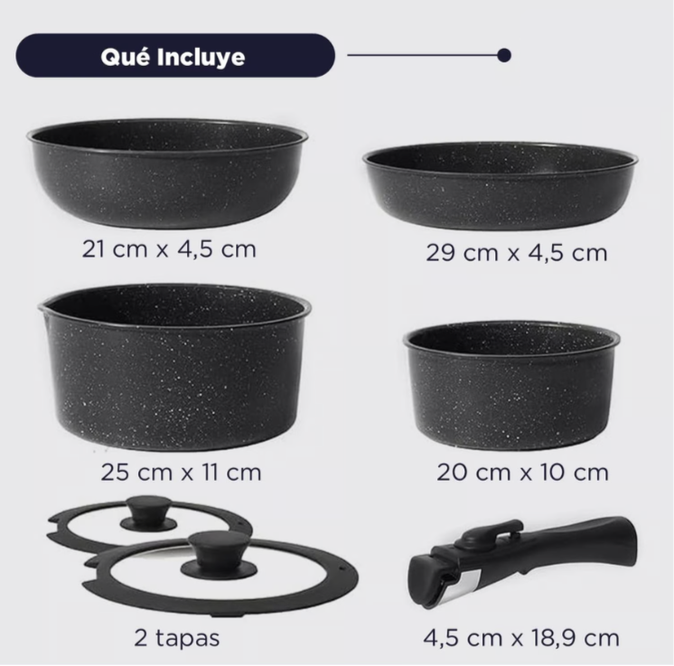 Juego de ollas y sartenes